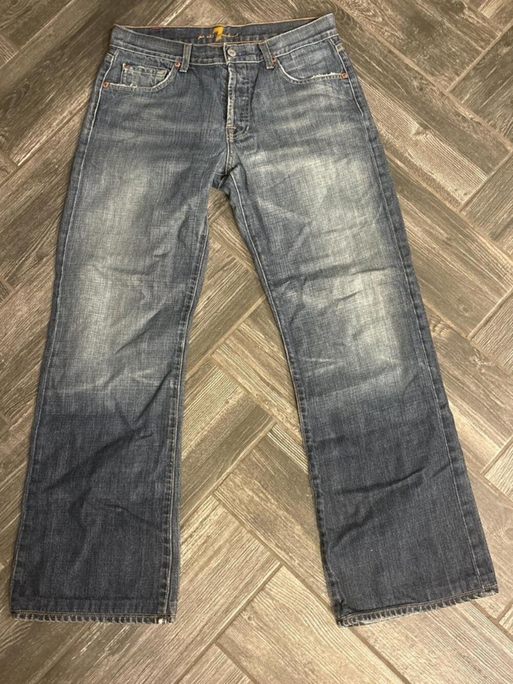 Vintage Medium Dark Wash Bootcut Denim Jeans | Button Fly